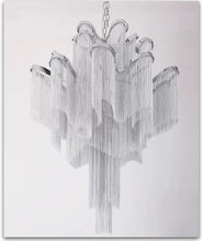 Load image into Gallery viewer, Luxury Italian Silver 3 Layer Cascading Aluminum Tassel Chandelier Light