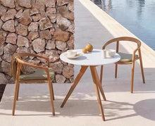 Load image into Gallery viewer, Solana White Marble & Oak Finish Top Round Dining Table – Exclusive Luxury Dining by Getz Interiors