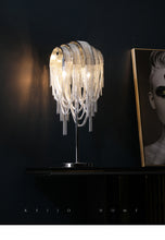 Load image into Gallery viewer, Luxury Italian Silver Tassel Bedside Table Lamp
