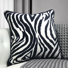 Load image into Gallery viewer, Modern Black and white zebra print cushion