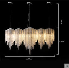 Load image into Gallery viewer, Luxury Italian Silver Tasse Cascading Aluminum Kitchen Island and Dinning Room Light