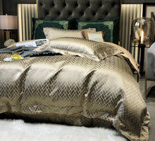Load image into Gallery viewer, Luxury Black Gold Jacquard Egyptian Cotton 4Pcs Bedding Set