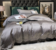 Load image into Gallery viewer, Luxury Black Gold Jacquard Egyptian Cotton 4Pcs Bedding Set