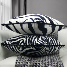 Load image into Gallery viewer, Modern Black and white zebra print cushion