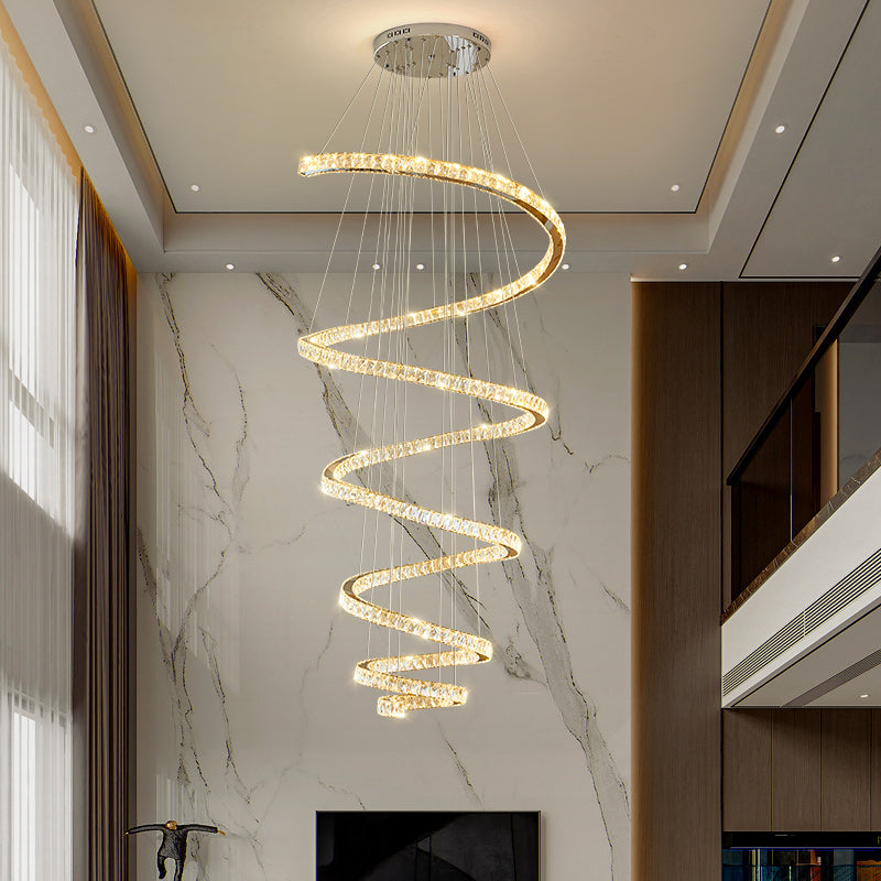 Luxury Spiral LED Crystal Chandelier – Modern Statement Lighting