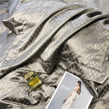 Load image into Gallery viewer, Luxury Black Gold Jacquard Egyptian Cotton 4Pcs Bedding Set