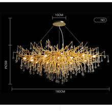 Load image into Gallery viewer, Nora Luxury Golden Branch Water Drop Crystal Chandelier