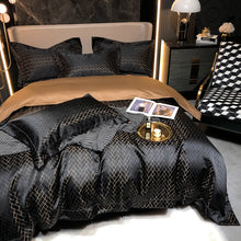 Load image into Gallery viewer, Luxury Black Gold Jacquard Egyptian Cotton 4Pcs Bedding Set