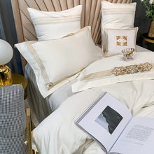 Load image into Gallery viewer, Luxury White Egyptian Cotton Satin Embroidery Super Soft Bedding Set 4/6/7Piece