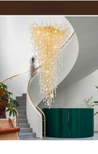 Load image into Gallery viewer, Nora Grand Waterfall Branch Crystal Chandelier – Luxury Staircase Lighting