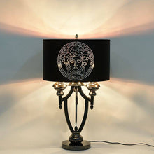 Load image into Gallery viewer, Luxury Black & Gold Table Lamp – Regal Crystal Standing Light