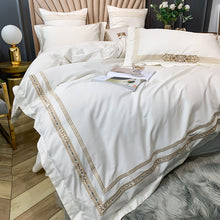 Load image into Gallery viewer, Luxury White Egyptian Cotton Satin Embroidery Super Soft Bedding Set 4/6/7Piece
