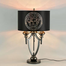 Load image into Gallery viewer, Luxury Black & Gold Table Lamp – Regal Crystal Standing Light