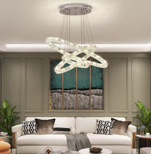 Load image into Gallery viewer, Modern Parisian 3 Ring LED crystal ceiling light