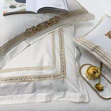Load image into Gallery viewer, Luxury White Egyptian Cotton Satin Embroidery Super Soft Bedding Set 4/6/7Piece