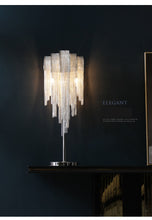 Load image into Gallery viewer, Luxury Italian Silver Tassel Bedside Table Lamp