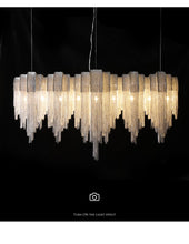 Load image into Gallery viewer, Luxury Italian Silver Tasse Cascading Aluminum Kitchen Island and Dinning Room Light