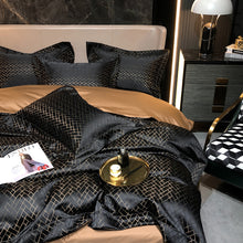 Load image into Gallery viewer, Luxury Black Gold Jacquard Egyptian Cotton 4Pcs Bedding Set
