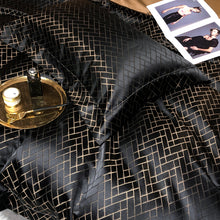 Load image into Gallery viewer, Luxury Black Gold Jacquard Egyptian Cotton 4Pcs Bedding Set