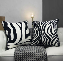 Load image into Gallery viewer, Modern Black and white zebra print cushion