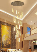 Load image into Gallery viewer, Ziva Luxury Crystal Long Chandelier Mirror Stainless Steel Staircase Light