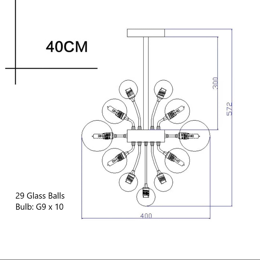 Modern Fixture Glass Ball Hanging LED Chandelier Light