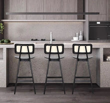 Load image into Gallery viewer, Marais Cane Back Black Bar Stool by Getz Interiors | Matching Dining Chairs Available
