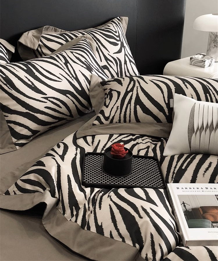 Leopard Printed 100S Egyptian Cotton Brushed 4pcs Bedding Set