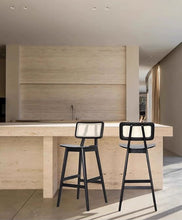 Load image into Gallery viewer, Marais Cane Back Black Bar Stool by Getz Interiors | Matching Dining Chairs Available
