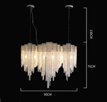 Load image into Gallery viewer, Luxury Italian Silver Tasse Cascading Aluminum Kitchen Island and Dinning Room Light

