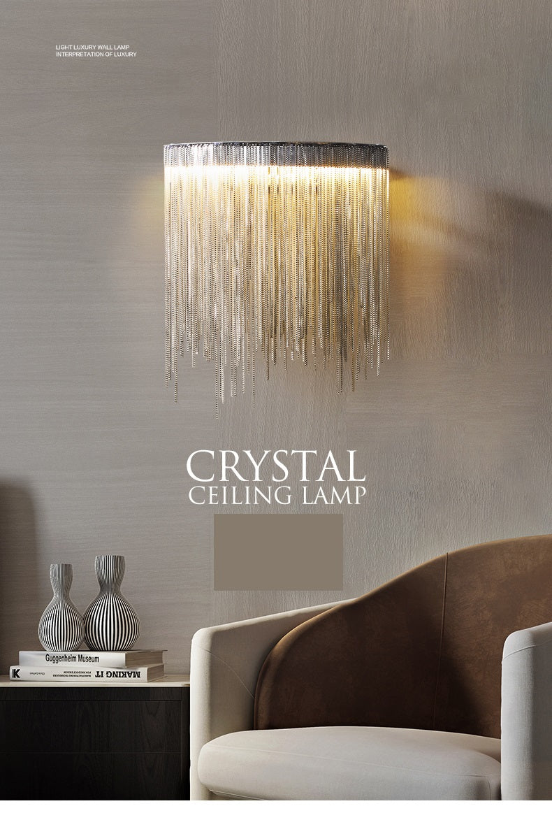 Modern Luxury Italian Tassel Crystal Elegant LED Wall Light Style A