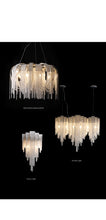 Load image into Gallery viewer, Luxury Italian Silver Tasse Cascading Aluminum Kitchen Island and Dinning Room Light
