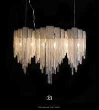 Load image into Gallery viewer, Luxury Italian Silver Tasse Cascading Aluminum Kitchen Island and Dinning Room Light
