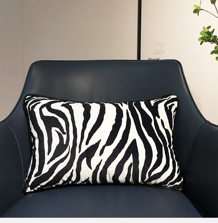 Long shape black and white zebra pattern cushion cover