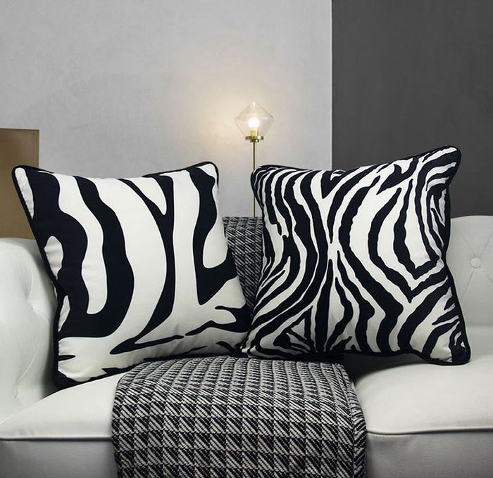 Modern Black and white zebra print cushion