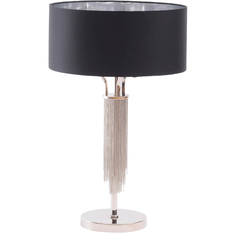 Libra Langan Table Lamp In Nickel With Black Shade