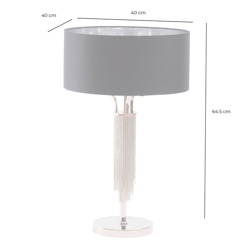 Libra Langan Table Lamp In Nickel With Black Shade